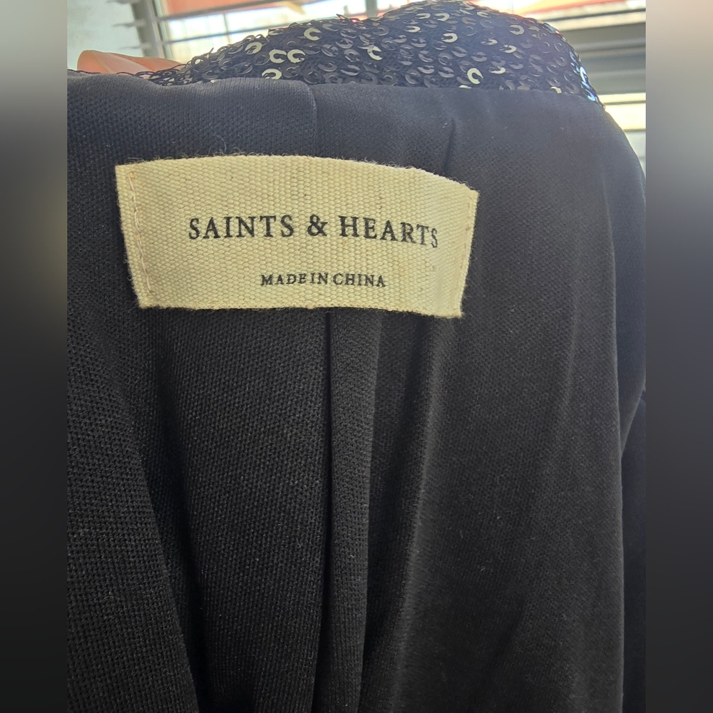 Saints & Hearts Black Ready For Business Sequin Blazer Dress Size Large - Picture 12 of 13
